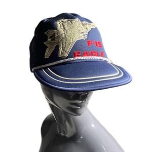 Vintage F-15 Eagle Trucker Hat Military Fighter Jet